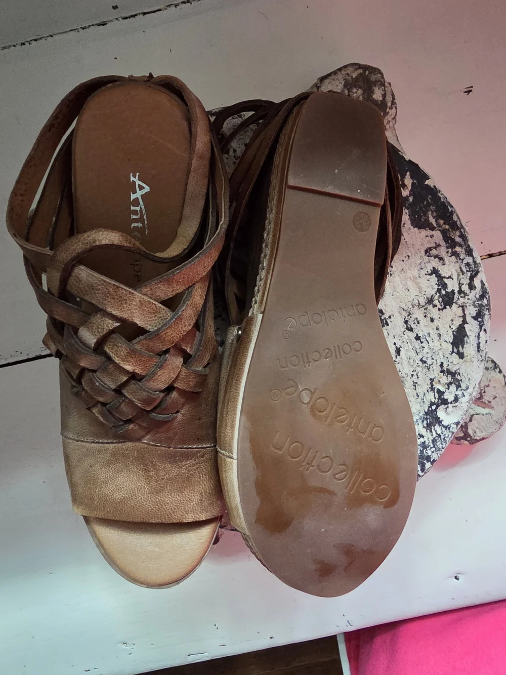 Antelope Metallic Bronze Woven Peep-Toe Wedges